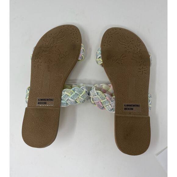 DV Dolce Vita Kid’s Cristal Rainbow Braided Rhinestone Slip On Sandals Size 4 - Picture 6 of 6